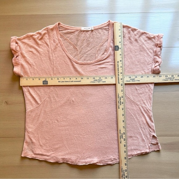 RAG & BONE Lottie Slub Knit Linen Tee – Pale Pink Peach – Raw Hem – XS - Picture 10 of 15